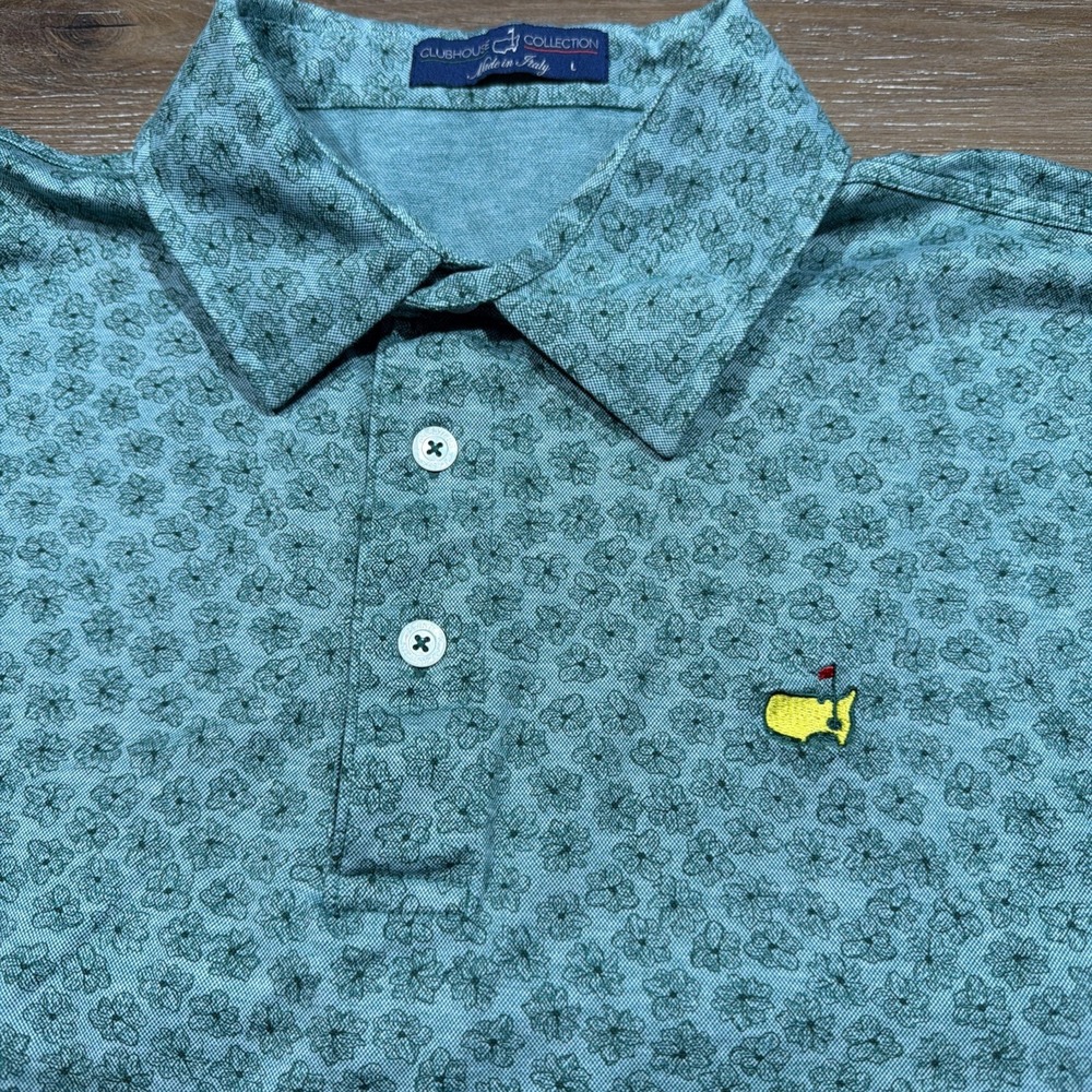 Clubhouse Collection Masters Augusta LARGE Golf Polo Shirt Italy Green Floral